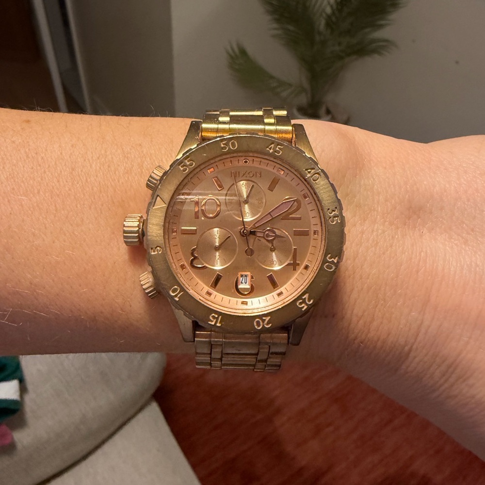 Nixon Rose Gold Chronograph Watch